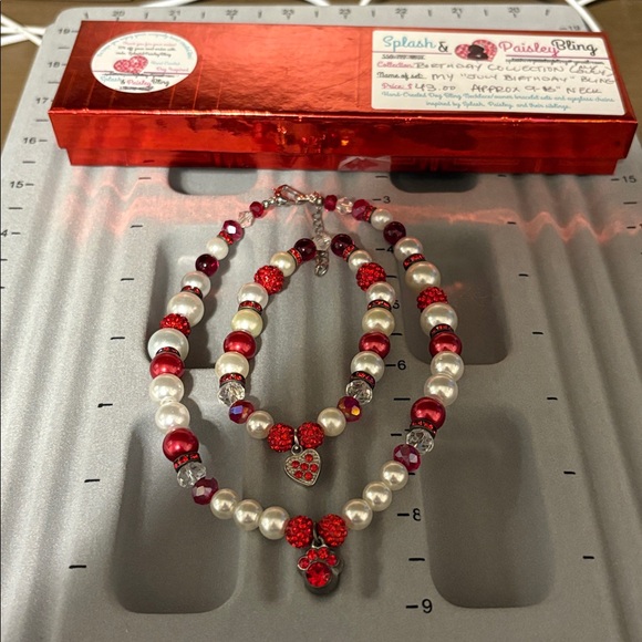 Handmade Beaded Dog Necklace and Matching Owner Bracelet Set - Picture 5 of 9